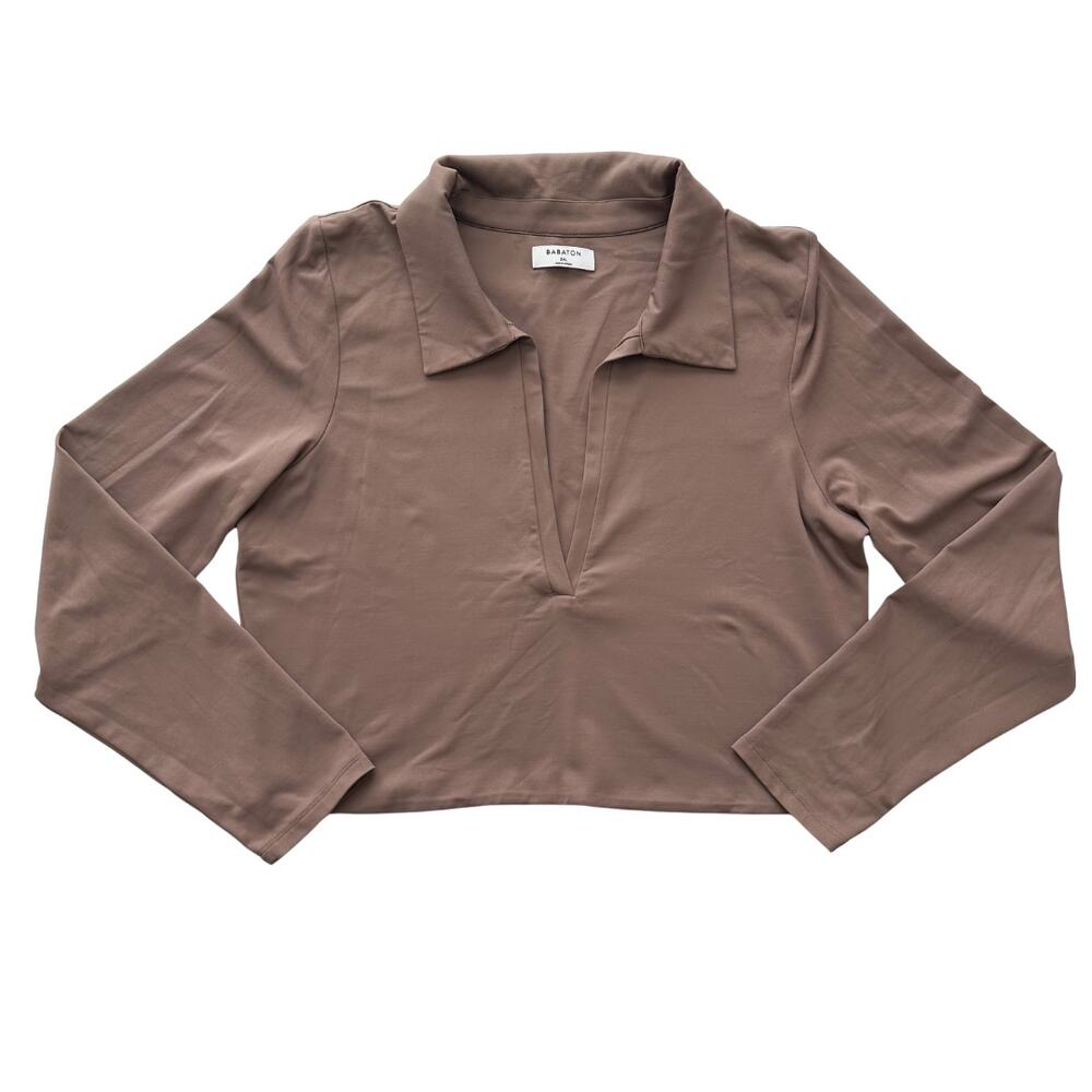 Aritzia Babaton Collared Cropped Long Sleeve Polo Top
